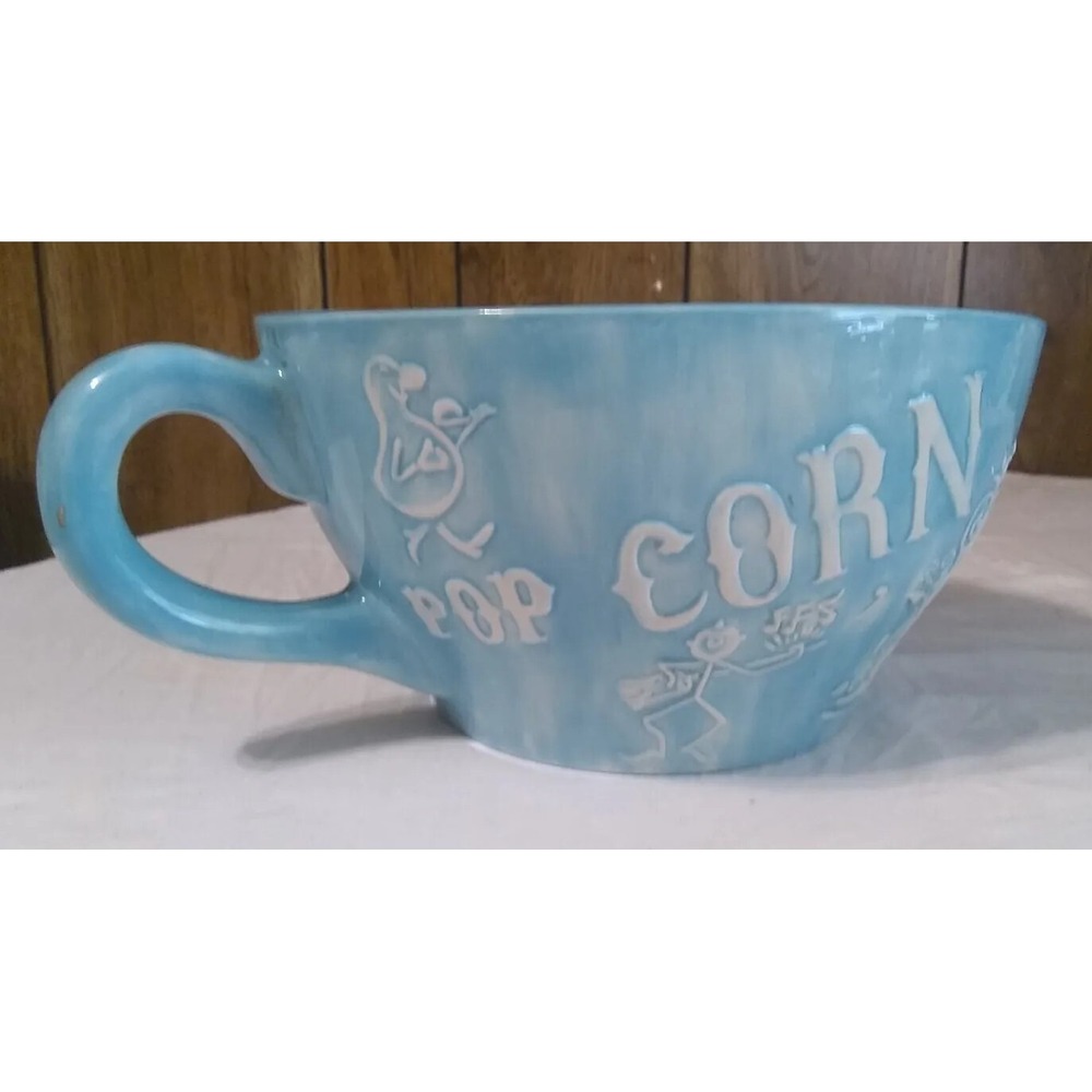 Ceramic Oversized Snack Bowl Mug‎ Turquoise 5"h 11"w inc. Handle Holland Mold